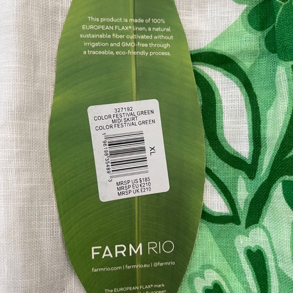 Farm Rio Green Festival Color Midi Skirt and Cropped Blouse Set Size XL. NWT - Picture 5 of 15